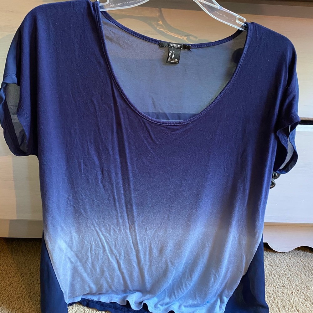 forever 21 blue ombré shirt sleeve shirt